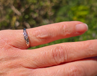 14k white gold 3 diamond vintage stackable band