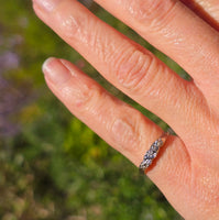 14k white gold 3 diamond vintage stackable band