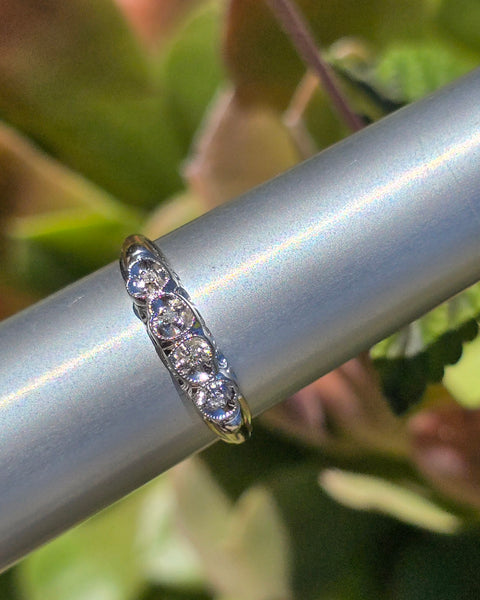 14k white gold 4 diamond vintage stackable heart band