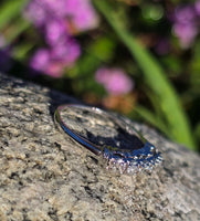 14k white gold 5 diamond vintage estate stackable band