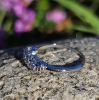 14k white gold 5 diamond vintage estate stackable band