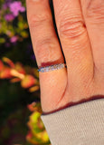 14k white gold 5 diamond vintage estate stackable band