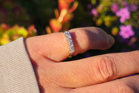 14k white gold 5 diamond vintage estate stackable band