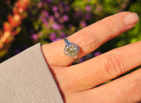 14k white gold Art Deco c.1920's natural yellow zircon estate filigree ring