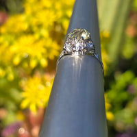 14k white gold Art Deco c.1920's natural yellow zircon estate filigree ring