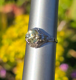 14k white gold Art Deco c.1920's natural yellow zircon estate filigree ring