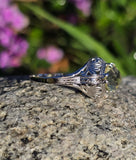 14k white gold Art Deco c.1920's natural yellow zircon estate filigree ring