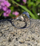 14k white gold Art Deco c.1920's natural yellow zircon estate filigree ring