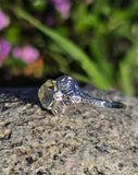 14k white gold Art Deco c.1920's natural yellow zircon estate filigree ring
