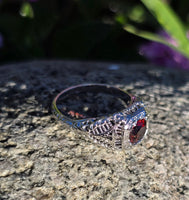 14k white gold c.1920's garnet filigree antique ring