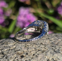 14k white gold c.1920's garnet filigree antique ring