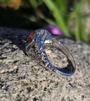 14k white gold c.1920's garnet filigree antique ring