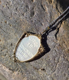 18ct two tone carved mother of pearl and diamond religious antique necklace pendant