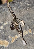 14k gold mine cut diamond & pearl antique filigree necklace pendant