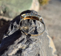 18ct gold two tone Deco estate diamond & sapphire ring - band