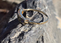 18ct gold two tone Deco estate diamond & sapphire ring - band