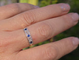 18ct gold two tone Deco estate diamond & sapphire ring - band