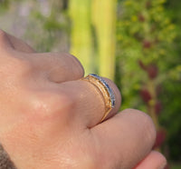 18ct gold two tone Deco estate diamond & sapphire ring - band