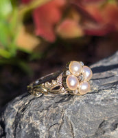 15ct gold Victorian rose cut diamond and pearl ring
