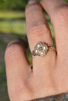 15ct gold Victorian rose cut diamond and pearl ring