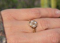15ct gold Victorian rose cut diamond and pearl ring
