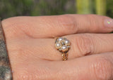15ct gold Victorian rose cut diamond and pearl ring