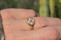 15ct gold Victorian rose cut diamond and pearl ring