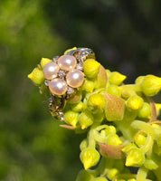 15ct gold Victorian rose cut diamond and pearl ring