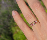 15ct gold Victorian pearl & ruby ring band - hallmarks