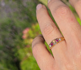 15ct gold Victorian pearl & ruby ring band - hallmarks