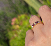 15ct gold Victorian pearl & ruby ring band - hallmarks