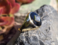 14k gold black onyx and diamond estate ring
