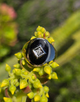 14k gold black onyx and diamond estate ring