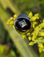 14k gold black onyx and diamond estate ring
