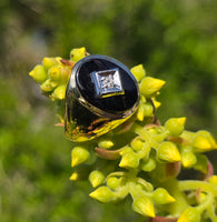 14k gold black onyx and diamond estate ring