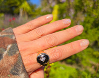 14k gold black onyx and diamond estate ring