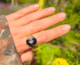 14k gold black onyx and diamond estate ring
