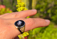 14k gold black onyx and diamond estate ring