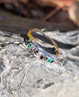 14k gold two tone emerald & diamond antique band ring
