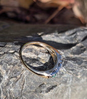 14k gold two tone emerald & diamond antique band ring