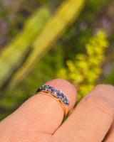 14k gold two tone emerald & diamond antique band ring