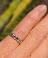 14k gold two tone emerald & diamond antique band ring