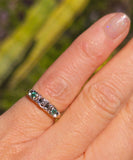 14k gold two tone emerald & diamond antique band ring