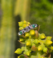 14k gold two tone emerald & diamond antique band ring
