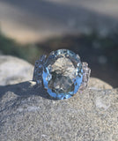 18ct two tone aquamarine & diamond antique ring