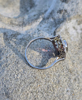 18ct two tone pink tourmaline and diamond estate ring