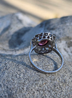 18ct two tone pink tourmaline and diamond estate ring