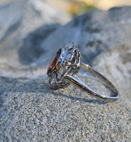 18ct two tone pink tourmaline and diamond estate ring