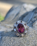 18ct two tone pink tourmaline and diamond estate ring