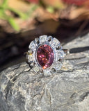 18ct two tone pink tourmaline and diamond estate ring
